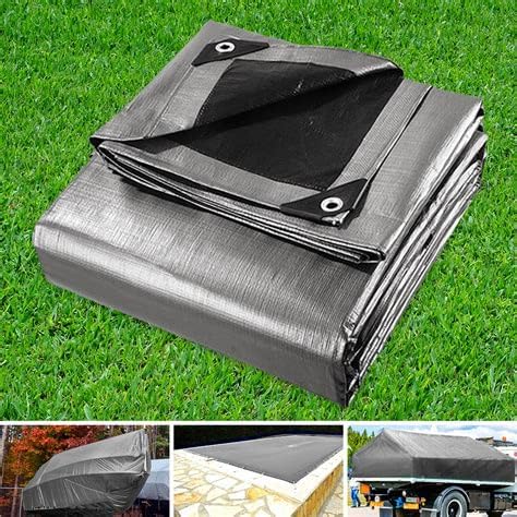 40x60 heavy duty tarp cove multi purpose protective cover - durable, waterproof, weather proof, rip and tear resistant - extra thick 12 mil polyethylene, siver/black