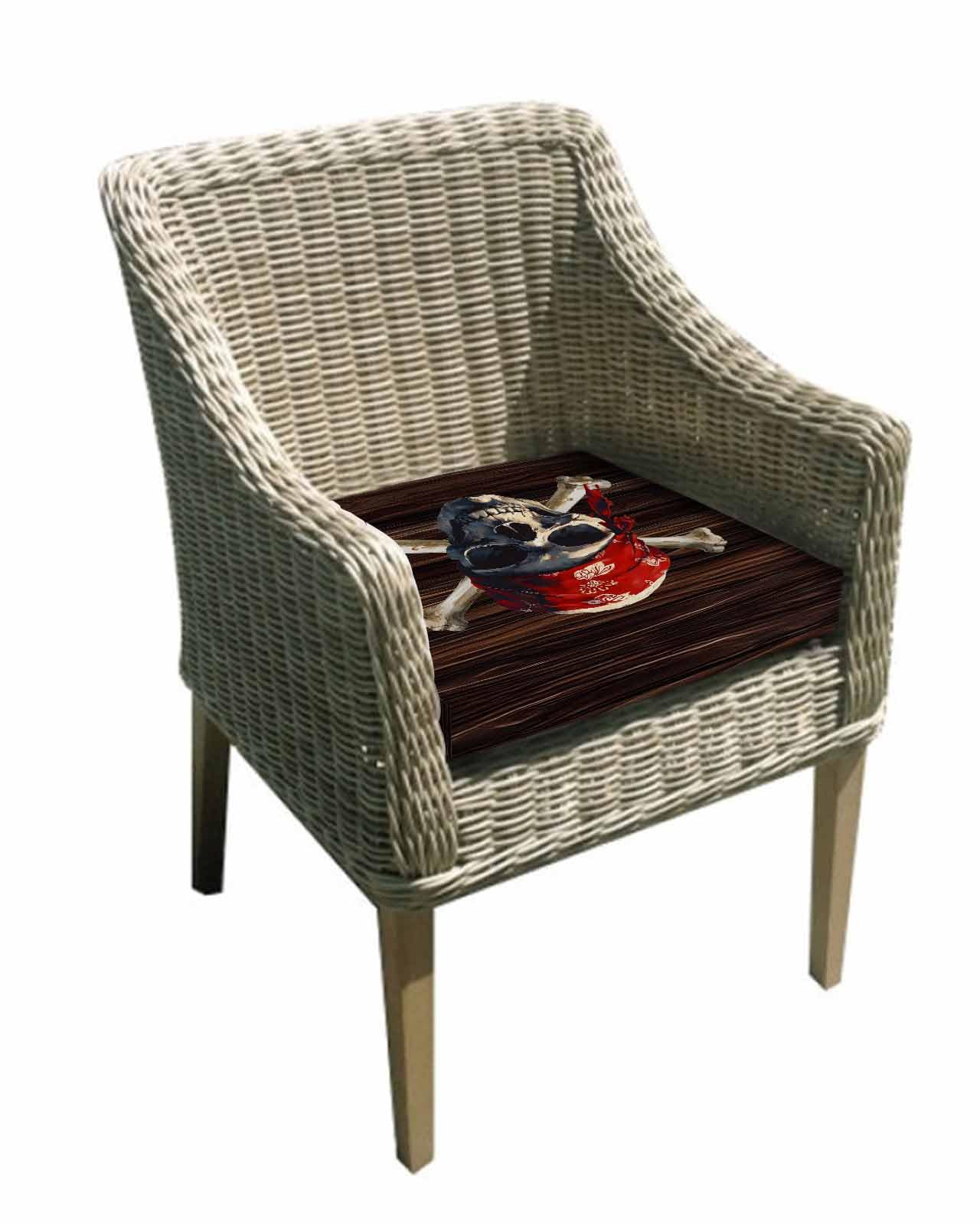 2 Pack Horror Skull Waterproof Cushion Covers with Ties, Outdoor Patio Chaise Lounge Chair Seat Cushion Slip Covers Replacement(Only Cover) Abstract Skeleton Wooden Vintage 20