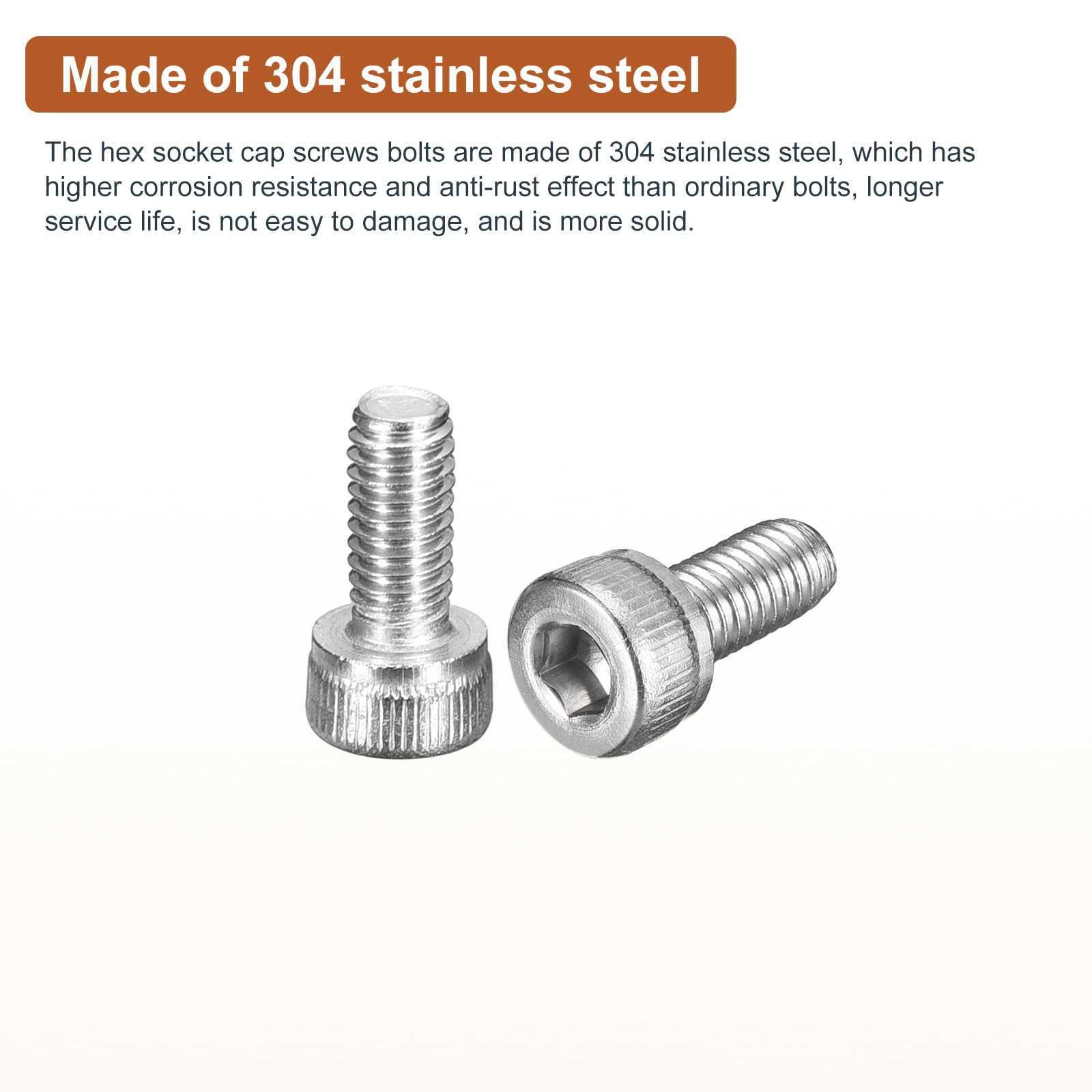 DTGN M3x6mm Socket Head Cap Screws Bolts, 100Pcs 304 Stainless Steel 18-8, Metric Machine Hex Socket Screw, Hex Drive - Image 3