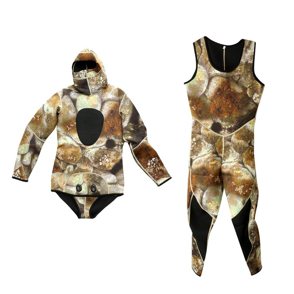 Traje de neopreno para hombre, 2 piezas, para buceo, esnórquel, surf