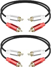 RIIEYOCA RCA Audio Cable 0.3 m, Short Stereo Audio Cable from 2RCA Male to 2RCA Male for Home Cinema, Speakers, Amplifier, Subwoofer, Stereo System (2PCS)