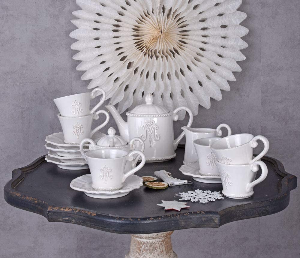 Porcelanowy serwis do herbaty dla 6 osób, filiżanki do kawy, dzbanek do kawy, serwis stołowy cw501 Palazzo ekskluzywny