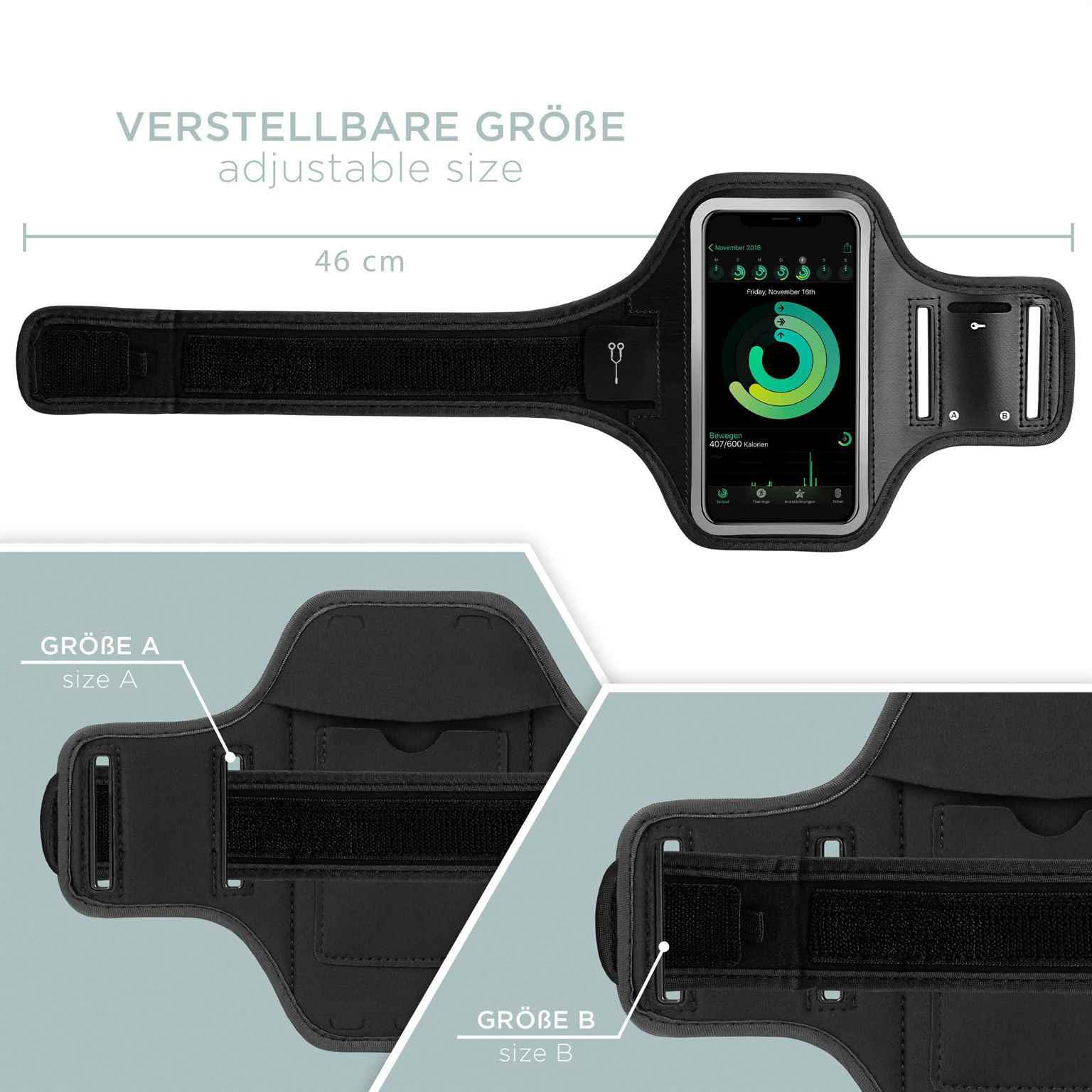 ONEFLOW Workout Case für Samsung Galaxy Z Fold 7 Sportarmband zum Joggen mit Touch Fenster, Handy Armband für Sport und Outdoor, Handyhalterung für den Arm, Lauftasche Jogging, Schwarz