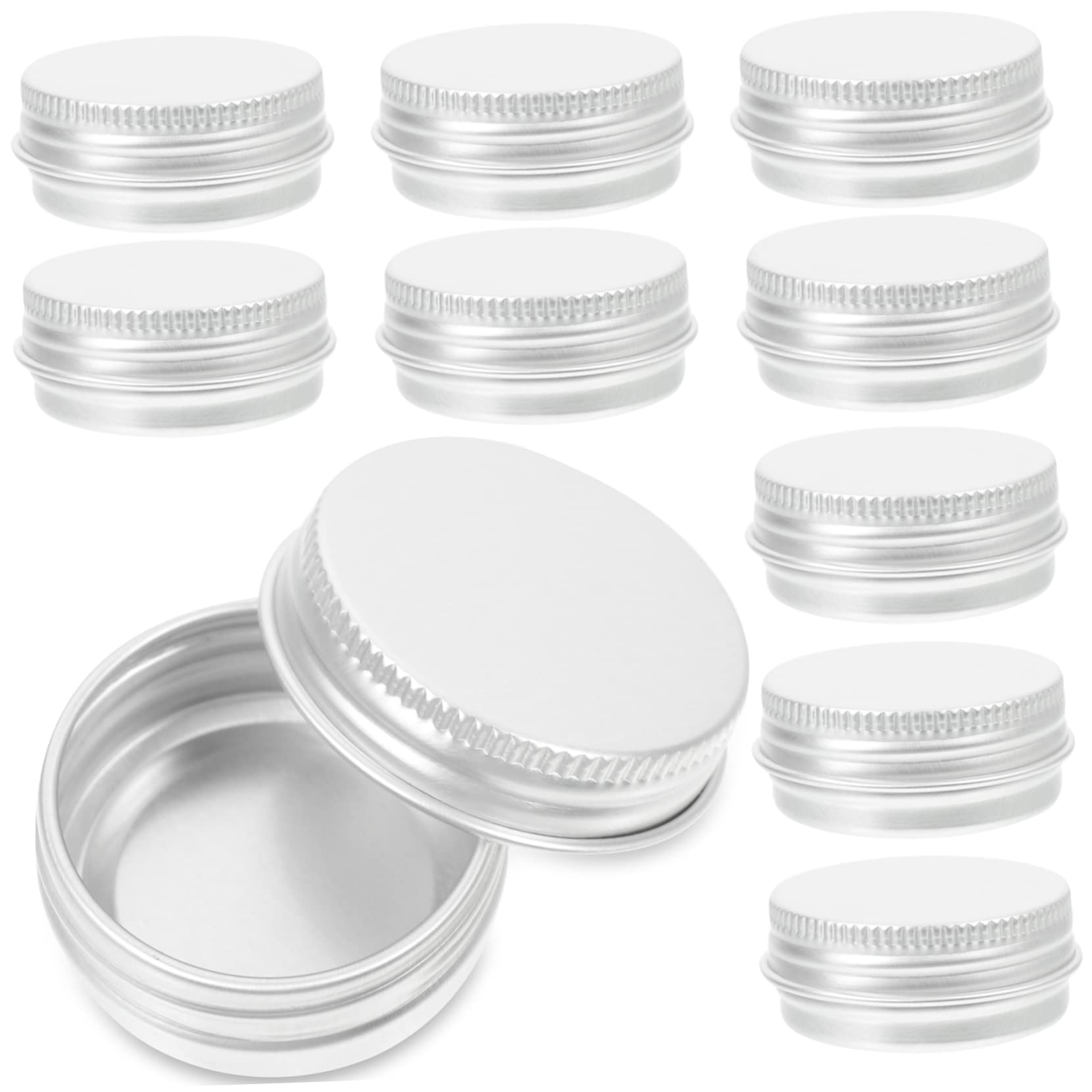 HOMOCONO 24pcs Aluminum Round Tins Screw Lid Multi-Purpose Containers for Candles Cosmetics Beads Storage Jars for Crafting and Organization
