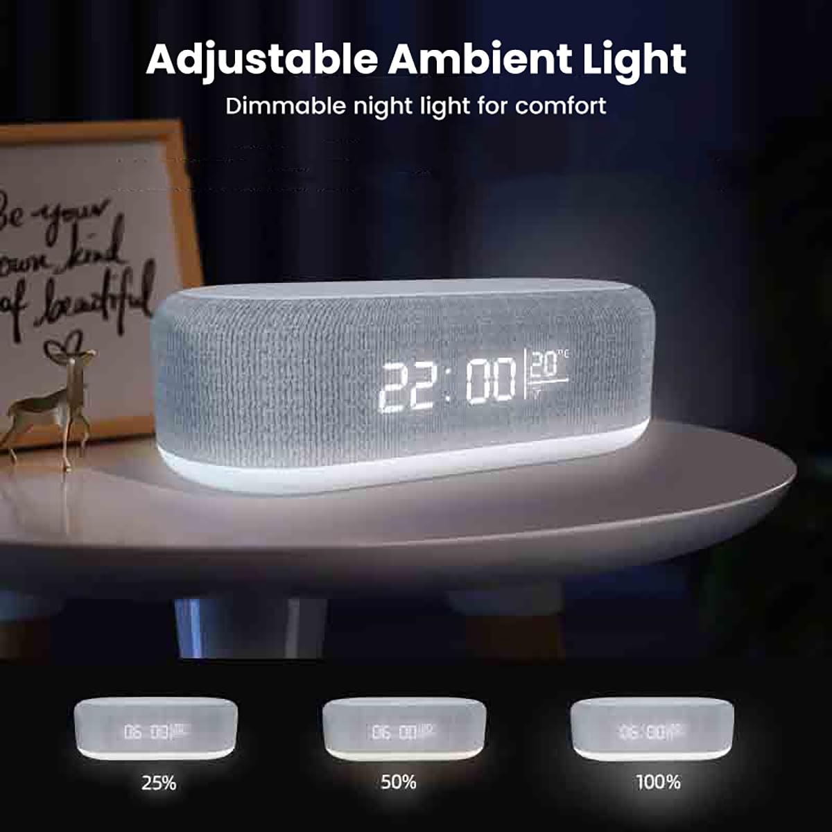 6 In 1 Kabellose Ladestation 25w, Digitaler Wecker Mit Ladestation, Wireless Charger Wecker Radio Mit Licht Und Temperaturanzeige, Uhr, Wecker, Bluetooth-Lautsprecher & Nachtlicht All-In-One (Weiß)