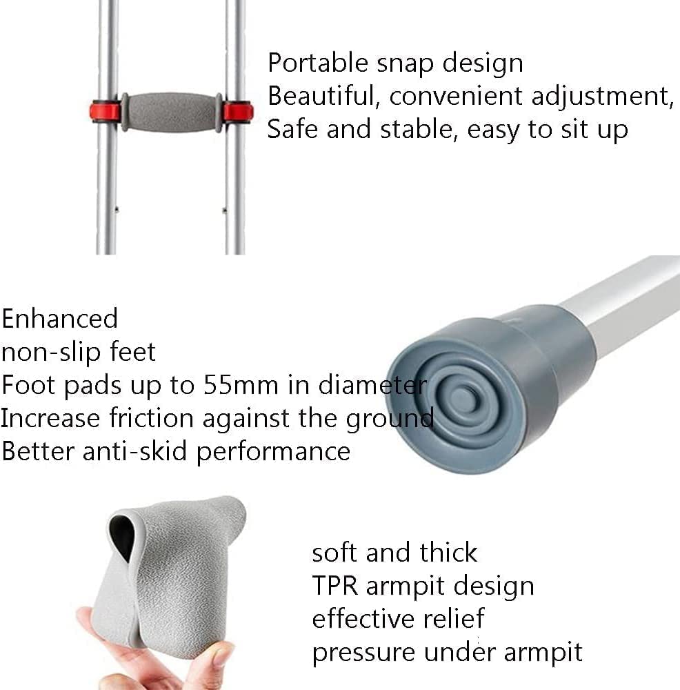 PAASHE Muletas de Aluminio Bastones Plegables Altura Ajustable Bastón para Caminar Debajo del Brazo Sostiene Bastones de 550 lbs Muleta cómoda