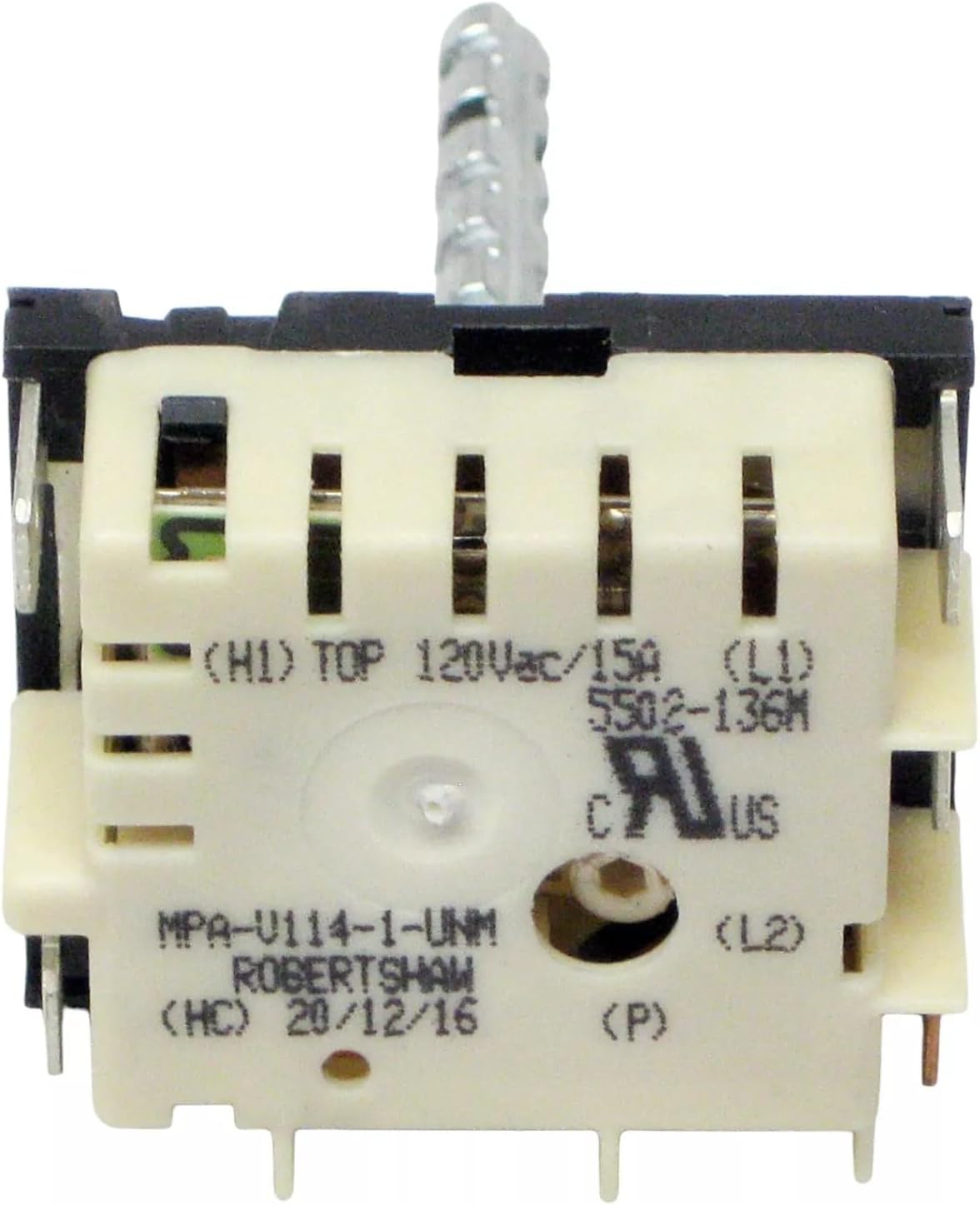 Front view of the 5500-135M infinite switch module, showing terminal markings and mounting points.