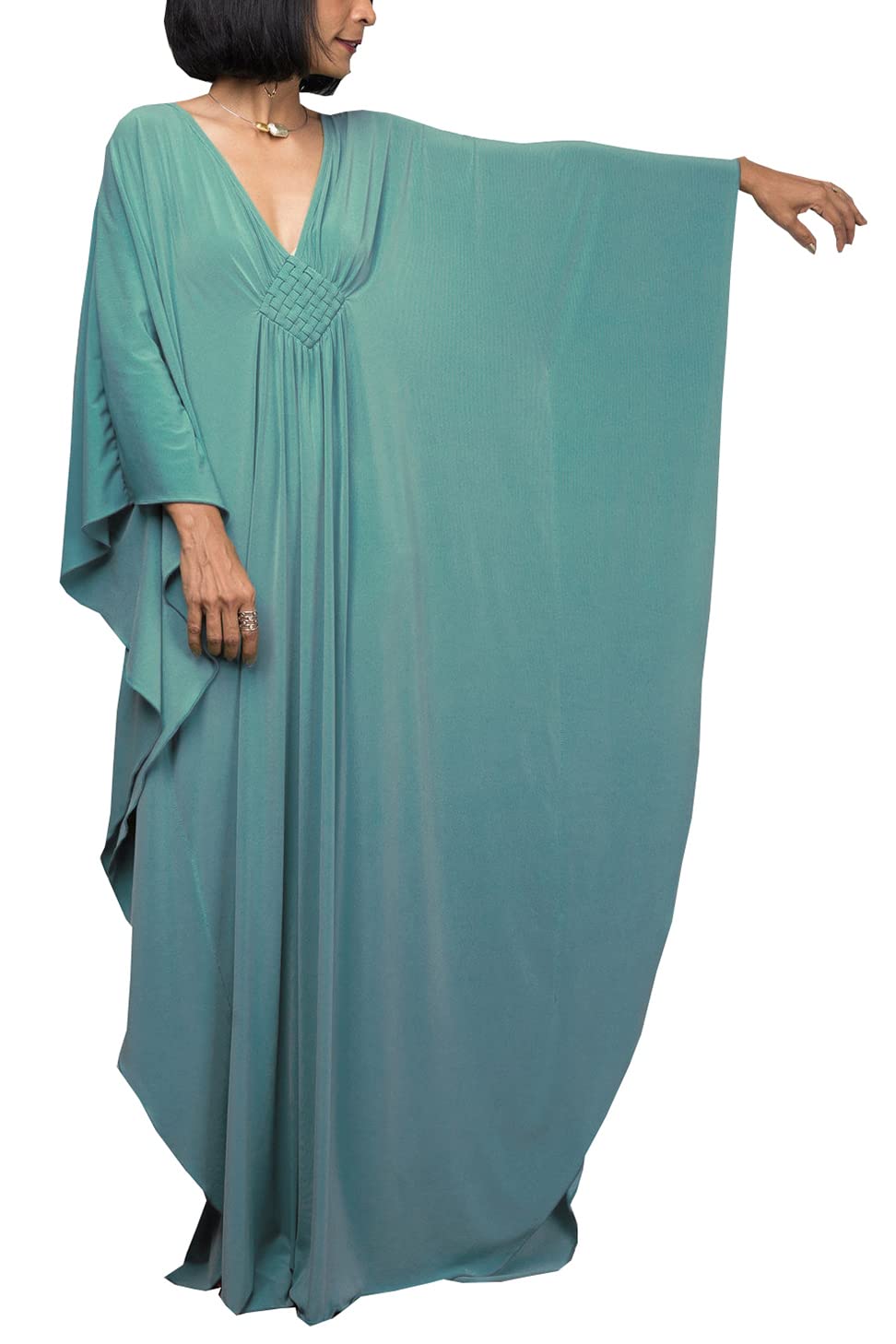 L-PeachWomen's Bohemian Kaftan Maxi Loungewear Oversized Nightgown Homewear Beach Cover Up Dress