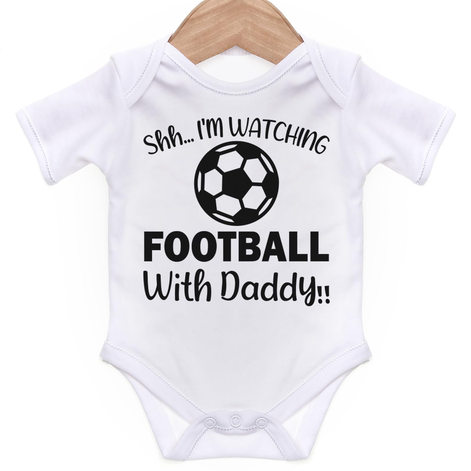 Shh I'M Watching Football With Daddy Grow for Baby Girl or Boy, Cute and Comfortable Baby Vests (6-9 Months, White)