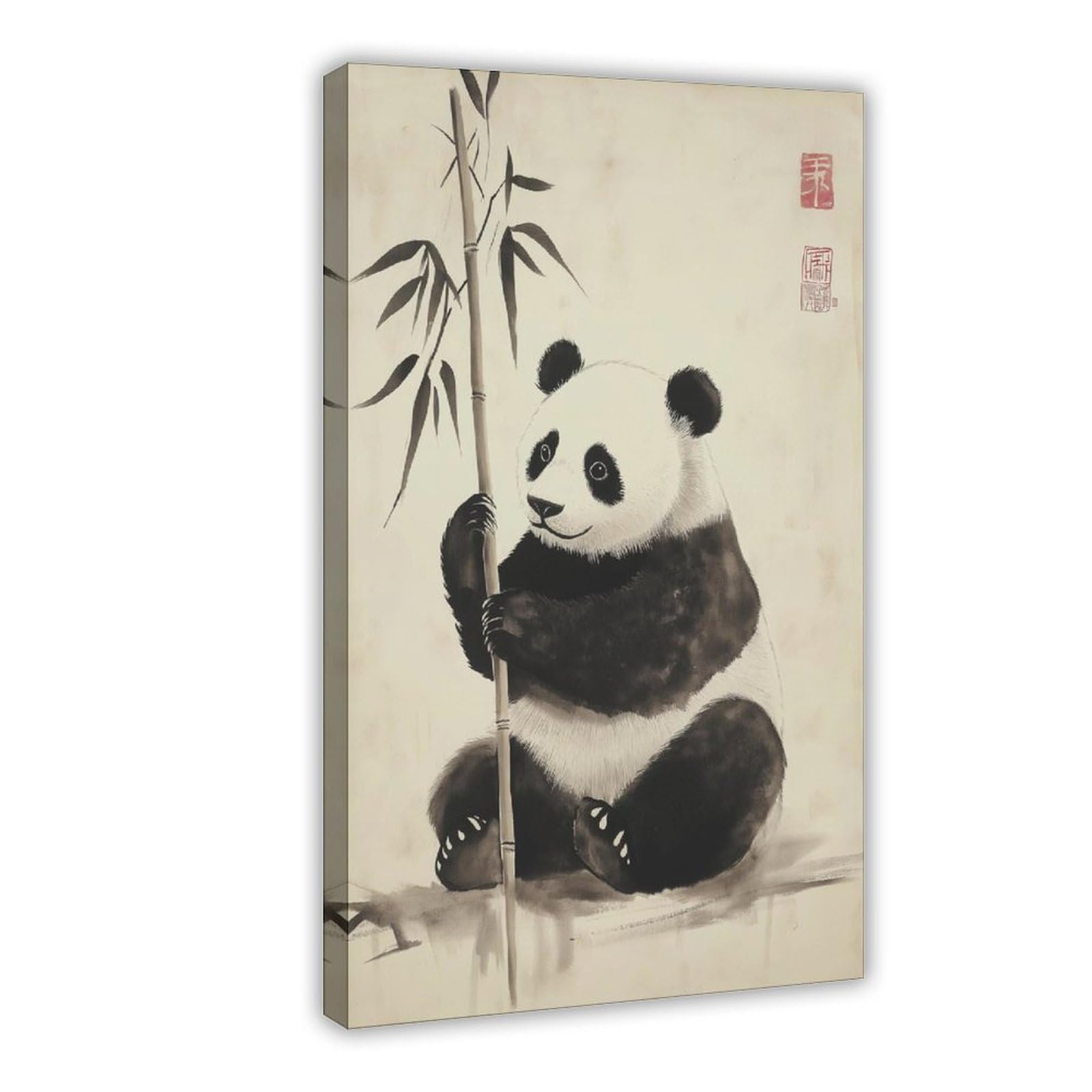 Bareronor Japanese Panda Poster Canvas Poster Bedroom Decor Landscape Office Room Decor Gift 12" L X 18" W