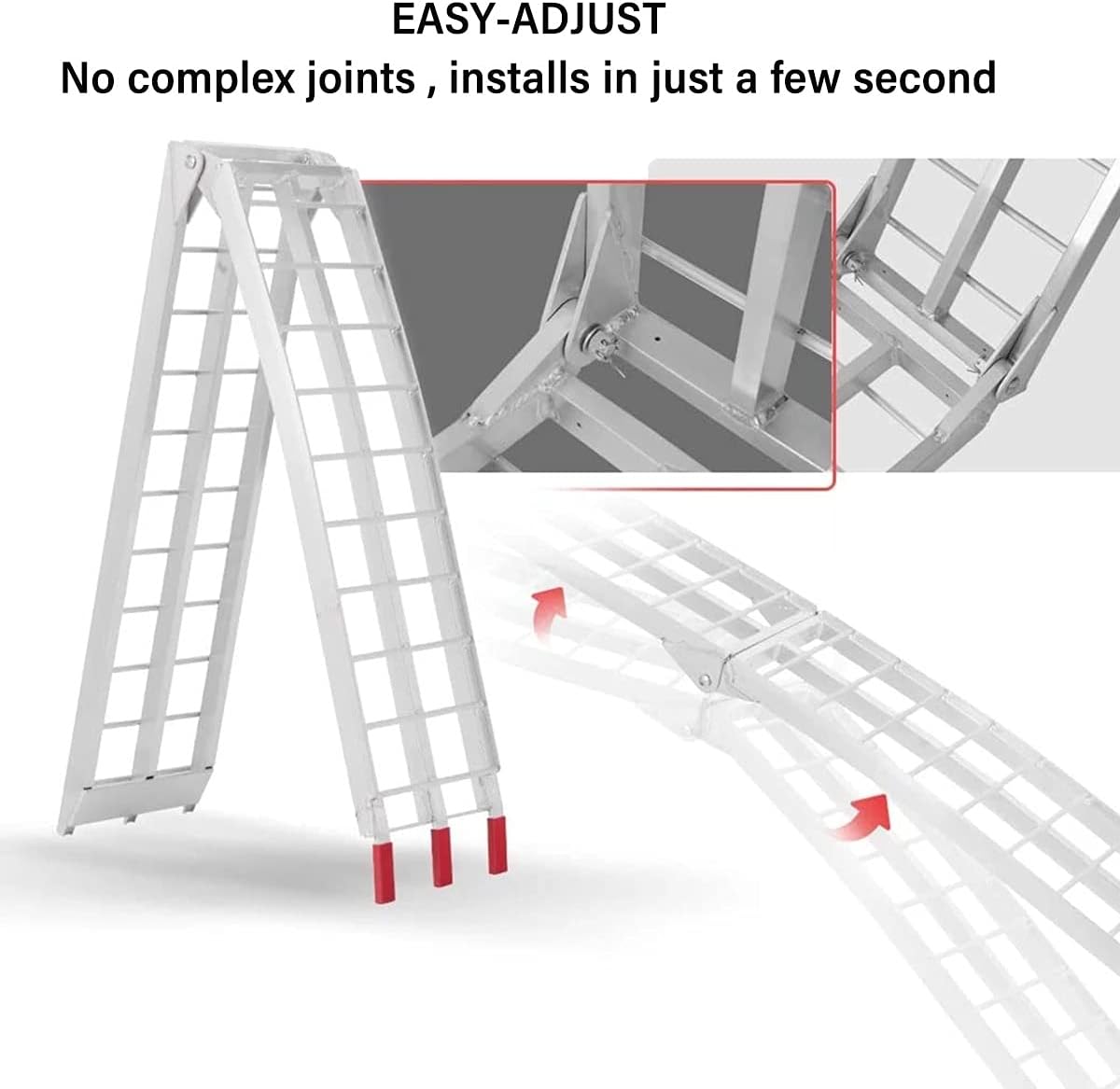 Threshold Ramp 2PCS, 7.5feet-1500lbs Capacity Aluminum Foldable Truck Ramp Suitable for Motorcycle Dirt Bike Trailer Meshed, Aluminum Folding Loading Ramp (Color : Silver)