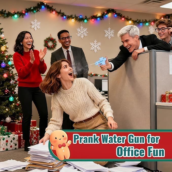 Image of Prank Two-Way Water Gun, Double Spray Squirt Gun Toy for Kids and Adults, Blue ABS Plastic, Office and Party Fun