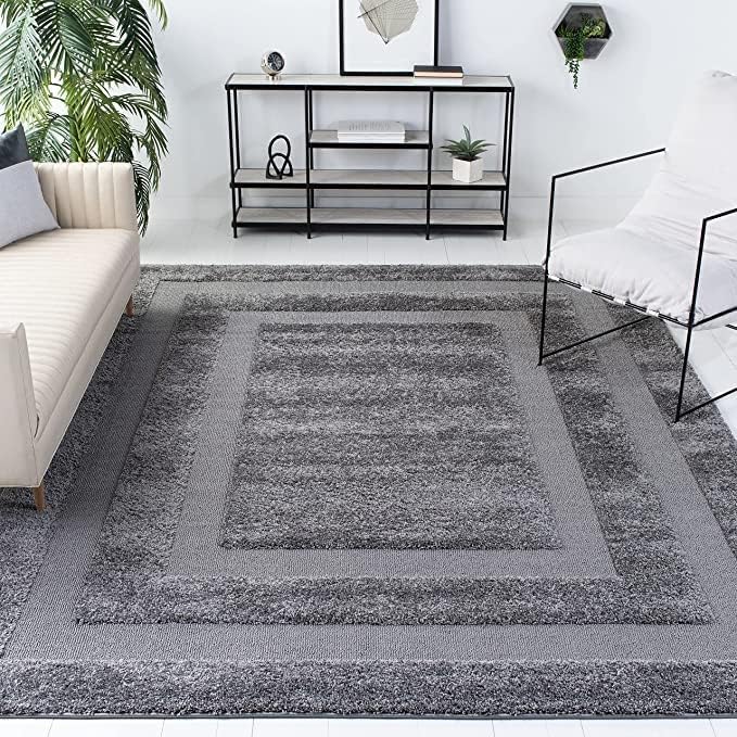 Image of Shaggy Carpet for Home 5X7 FEET Ultra-Soft, Thick, and Stylish Shag Texture Ideal for Living Room, Bedroom, or Office - Easy to Clean and Perfect (Dark Grey)