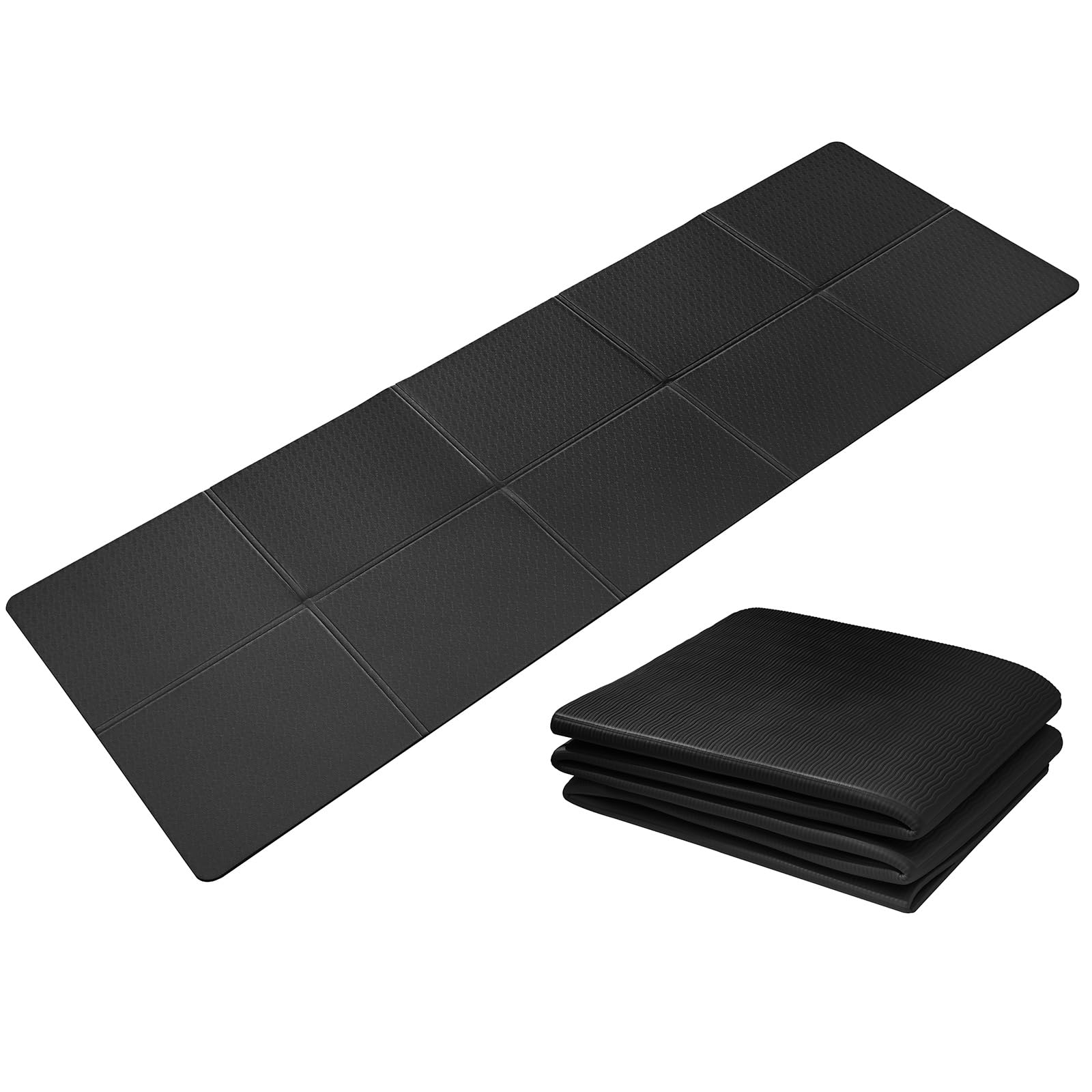 Good Nite Foldable Yoga Mat Non Slip Portable Exercise Fitness Gym Pilates Sport Travel Mat for Women Men 183 x 61 x 0.6 cm Black — image 1