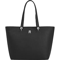 Tommy Hilfiger Donna Borsa Tote Bag Emblem Grande, Nero (Black), Taglia Unica