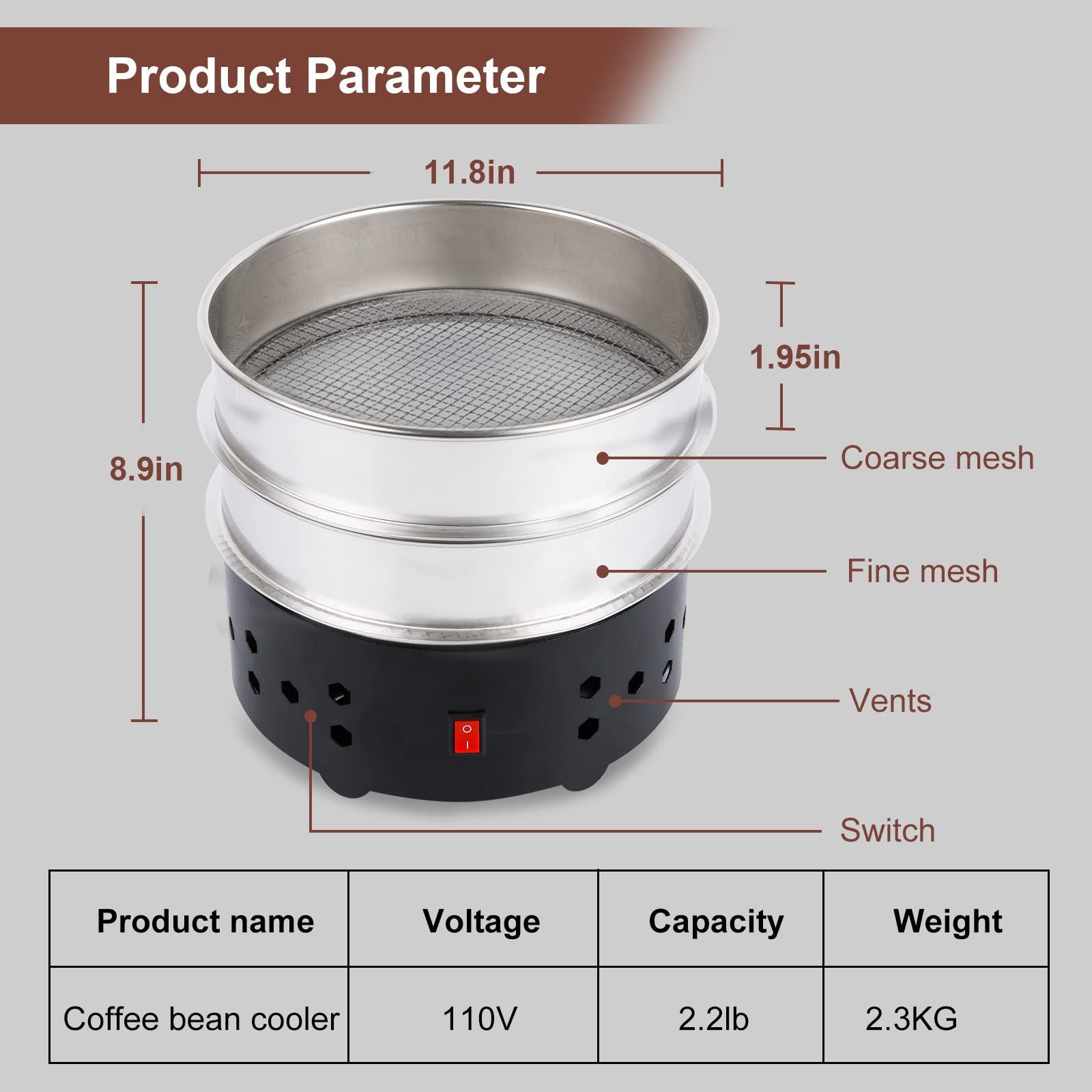 Amazon | WISSXOER iCosoni コーヒー豆クーラー 電気コーヒー焙煎冷却