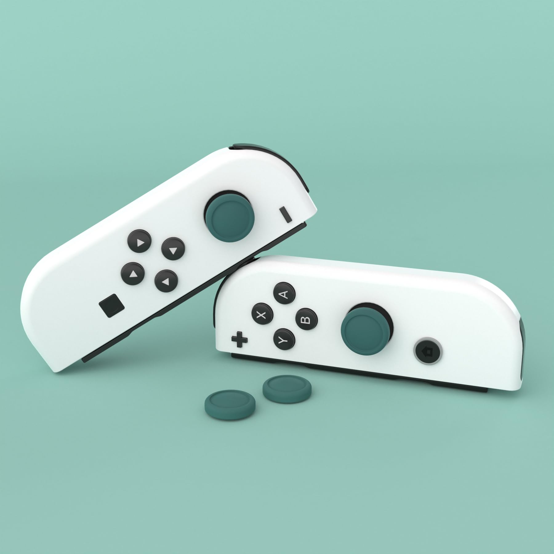 eXtremeRate PlayVital Switch Joystick Caps - Silicone Analog Cover for Switch OLED Joycon Thumb Grip Rocker Caps - Hunter Green — view 6