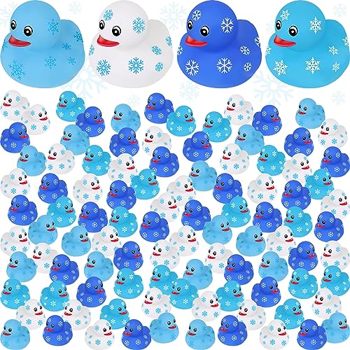 Jerify 48 Pcs Winter Snowflake Rubber Duck Snowflake Theme Rubber Duckies