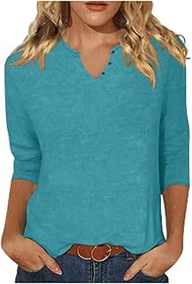 2025 - Camiseta de mujer con cuello redondo, color sólido, moda, casual, con botones, moda, manga corta, alas de ángel, disfraz negro