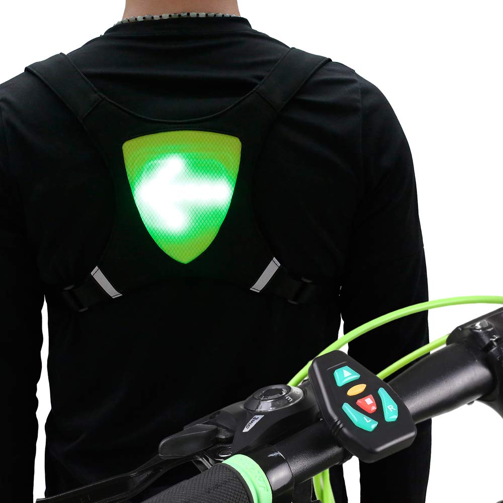 HUIOP Telecomando Senza Fili per indicatori di direzione Zaino per Giubbotto Riflettente per Ciclismo Correre Camminare Fare Jogging,Telecomando