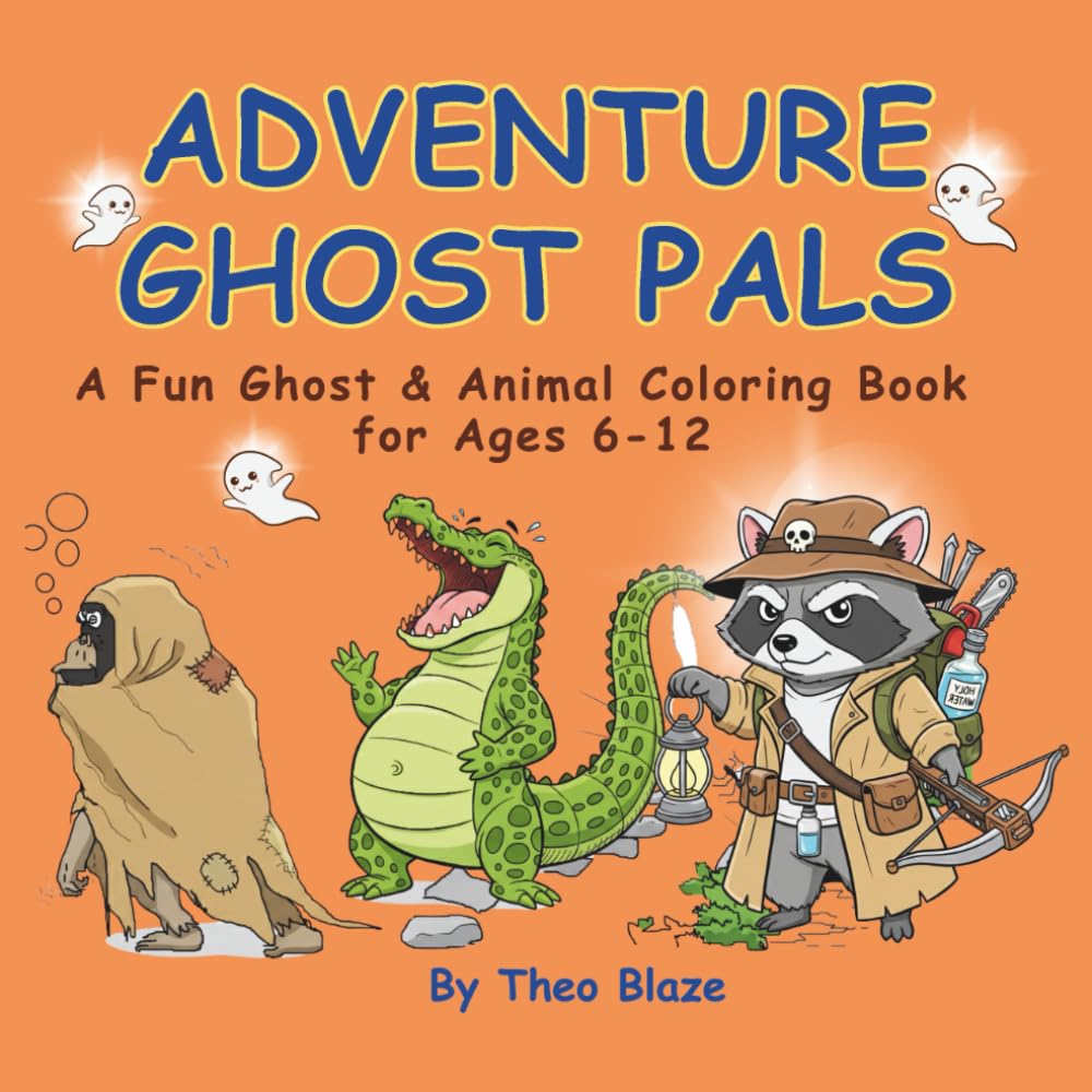 Adventure Ghost Pals: Fun Coloring Adventures with Raccoon, Monkey & Croc in Every Cute Ghostly Scene