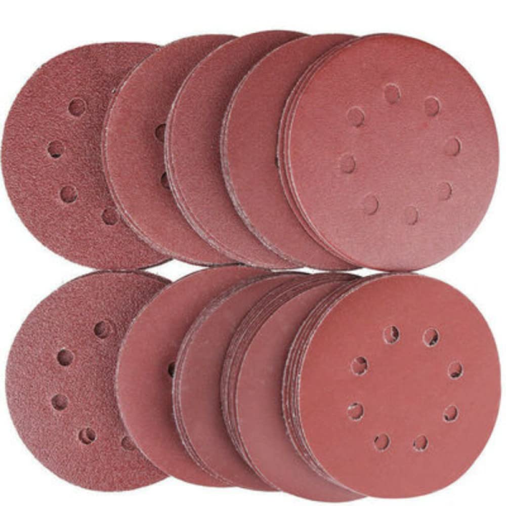 60/80/100 piezas 5 pulgadas 125mm papel de lija redondo hojas de arena grano 40-400 disco de lijado de gancho y bucle herramientas abrasivas de pulido, 80 piezas, h