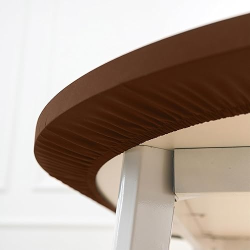 Miniatura 8 de Wolkemer Mantel ovalado ajustable de spandex elástico marrón, cubierta para mesa de cóctel con borde elástico, tapa superior para comedor, boda,