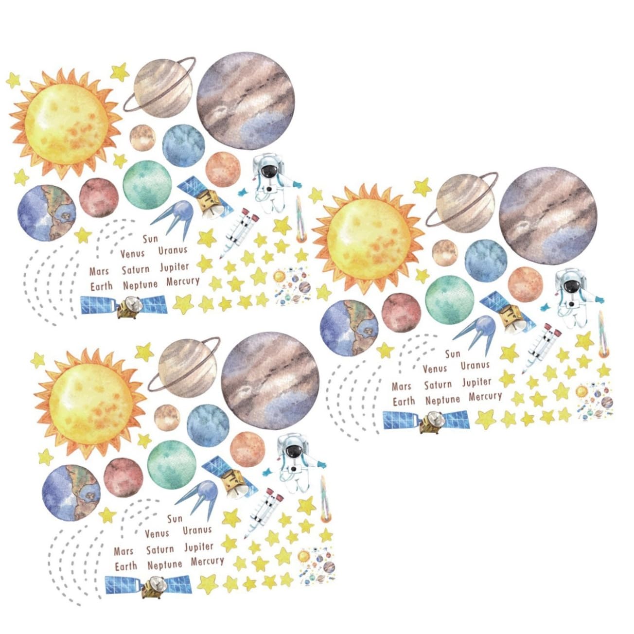 Stickers muraux amovibles pour enfants avec autocollants planète 3D et fenêtres