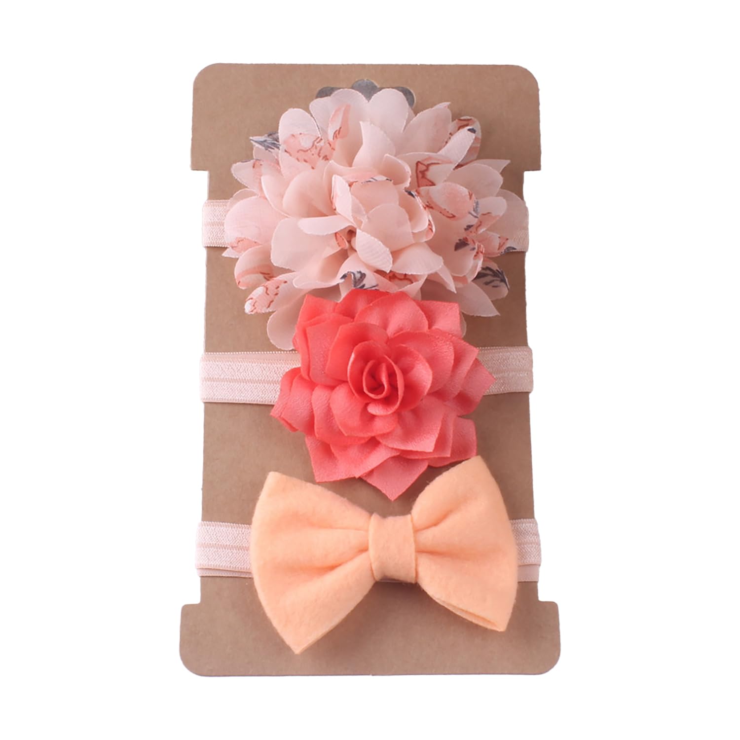 SYGA 3 Pcs Baby Headband, Flower & Bow Stretchable, Nylon HairBand for Newborn Infant Toddlers Kids 0-3 Years (Orange, Free Size)-image-24