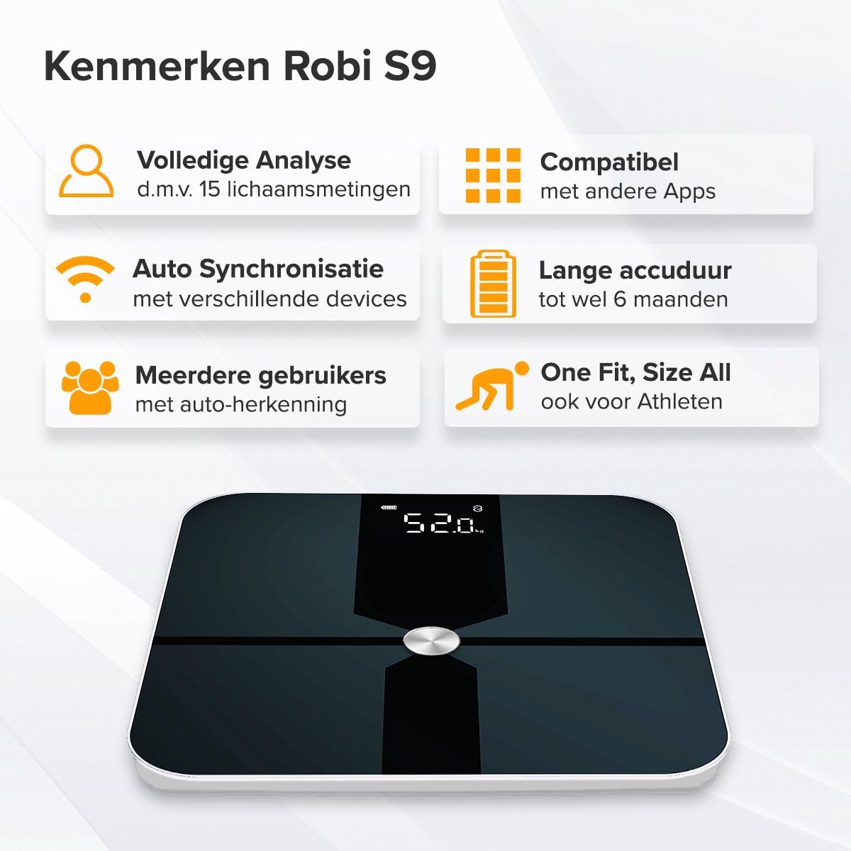 Báscula de baño Robi S6 - Báscula inteligente para análisis corporal, monitor de grasa corporal, IMC, masa muscular, porcentaje de humedad, báscula de baño con peso digital, sincronización de