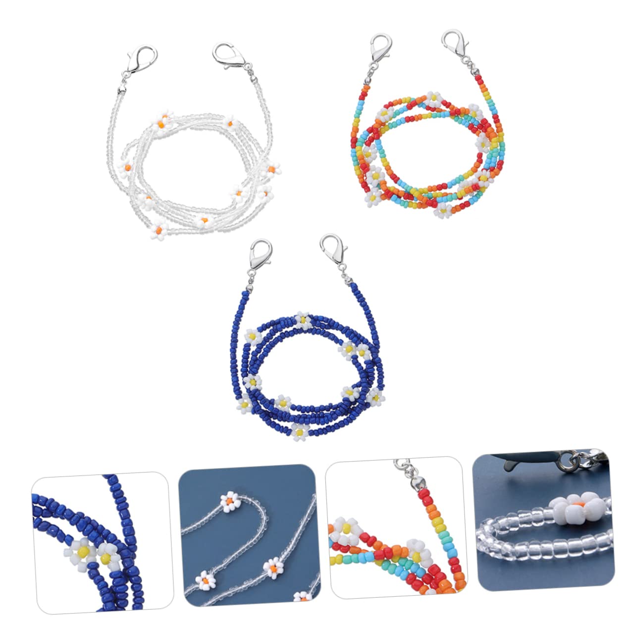 GALPADA Gänseblümchen-maskenkette Floret Brillenbänder Stylische Umhängebänder Brillenband Brillen Anti-verlorene Ketten Halsketten-lanyard Trendige Sonnenbrillen Für Damen
