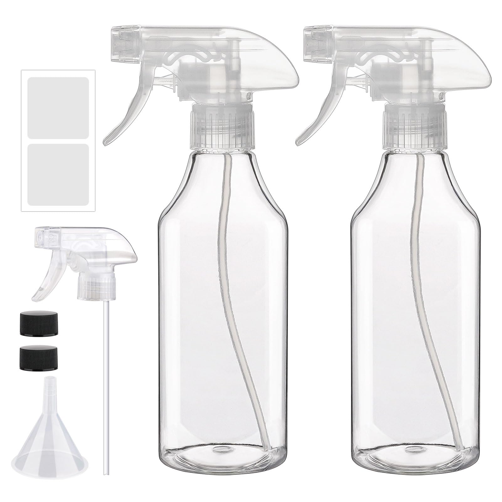 FreeBiz 2PCS 500ml Empty Spray Bottles Clear Water Spray Bottles for Hair Gardening Adjustable Mist Bottle Nozzle Refillable Leak Proof Trigger Sprayer for Cleaning Solutions Home Plants