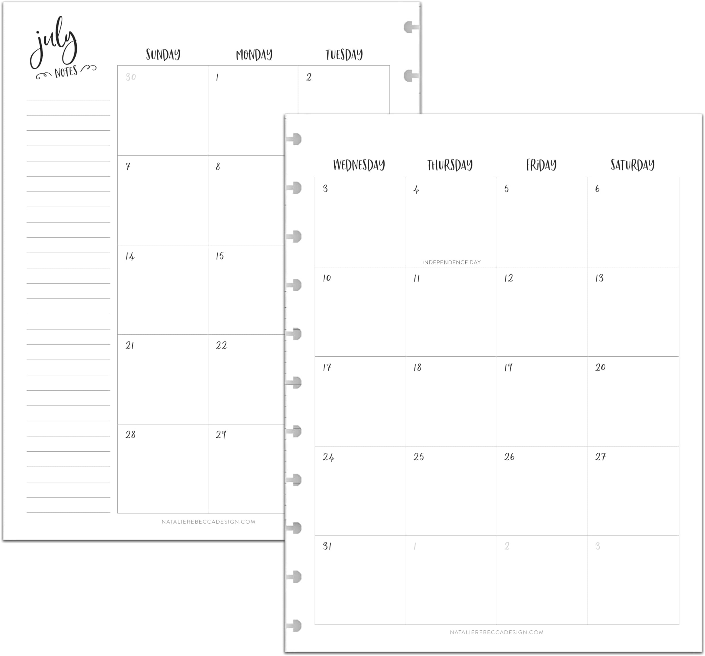 BetterNote July 2025 - June 2026 Academic Monthly Calendar Refill for Discbound Notebook, School Dates, Fits Levenger Circa, Big Happy Planner, Arc, TUL (Whimsy, 11-Disc, 8.5"x11")