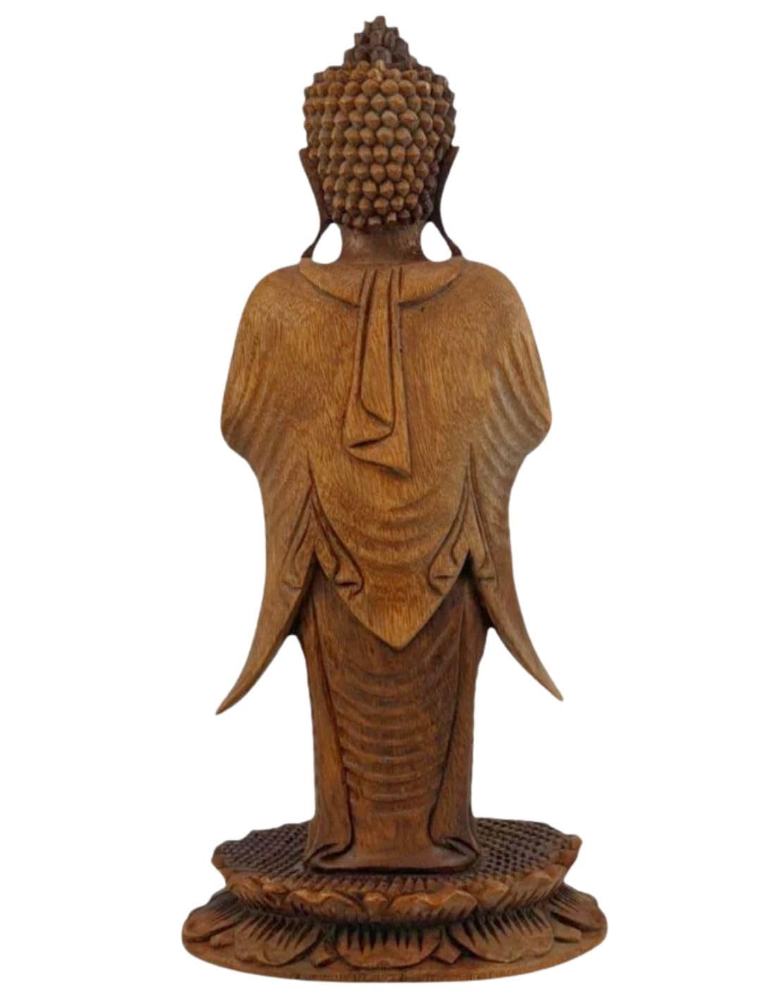 Coco Papaya Statue de Bouddha Debout 40cm en Bois sculpté | Création Faite à la Main à Bali