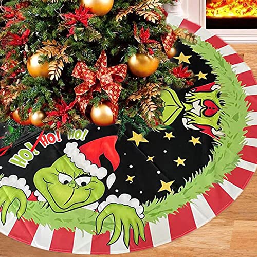 Christmas Tree Skirt 48 Inches Green Tree Skirt Soft Plush Xmas Tree Skirt New Year Farmhouse Christmas Tree Decorations Christmas Tree Mat For Merry Christmas Party Supplies #TOP1