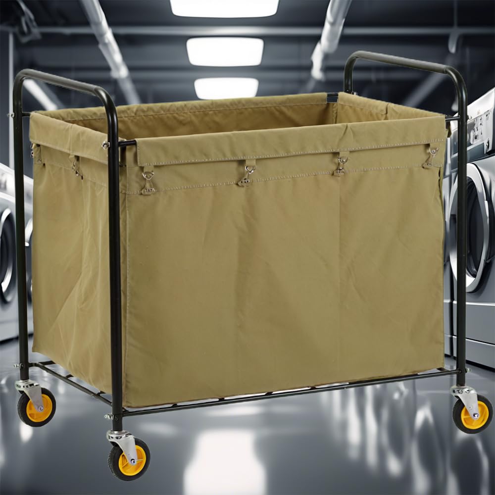 Chiner Carro Lavandería 250L Plegable, Kaki | 4 ruedas giratorias, Nylon y poliéster, Cierre con mosquetones, 94 x 54,5 x 89,5 cm