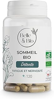 SOMMEIL & RELAXATION - Sommeil Bio - Passiflore, Mélisse & Eschscholzia certifiés Ecocert - 120 gélules - Cure 2 mois - Pilulier BELLE&BIO - Fabriqué en France