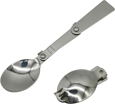 Maydahui 2 PCS Spoon and Fork Foldable Stainless Steel SUS 18/10304Salad Spork Portable for Thermos Camping Outdoors