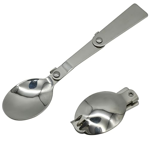 2 PCS Spoon and Fork Foldable Stainless Steel SUS 18/10（304）Salad