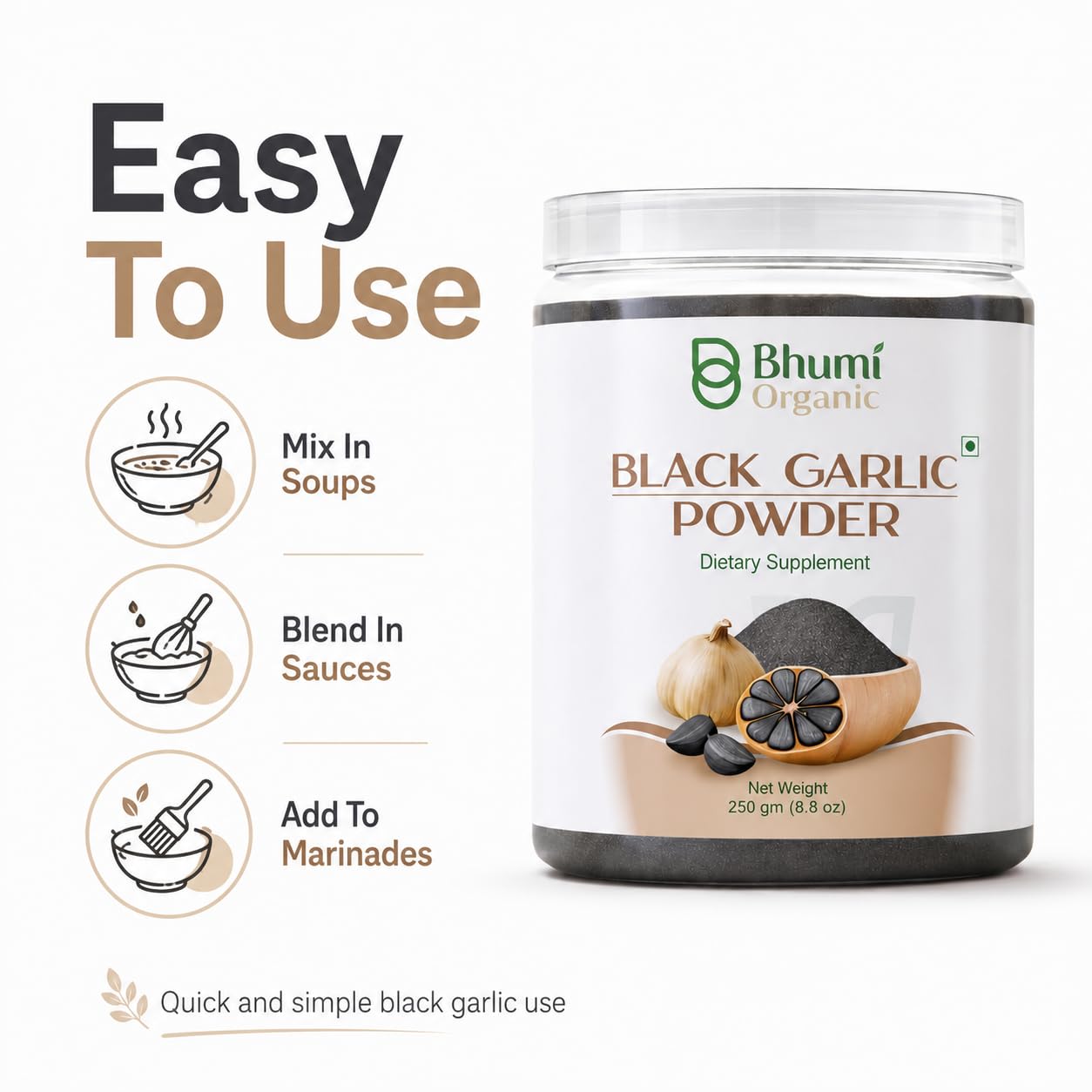 Bhumi Organic Fresh Black Garlic Powder 250 GM — Amazon image 8