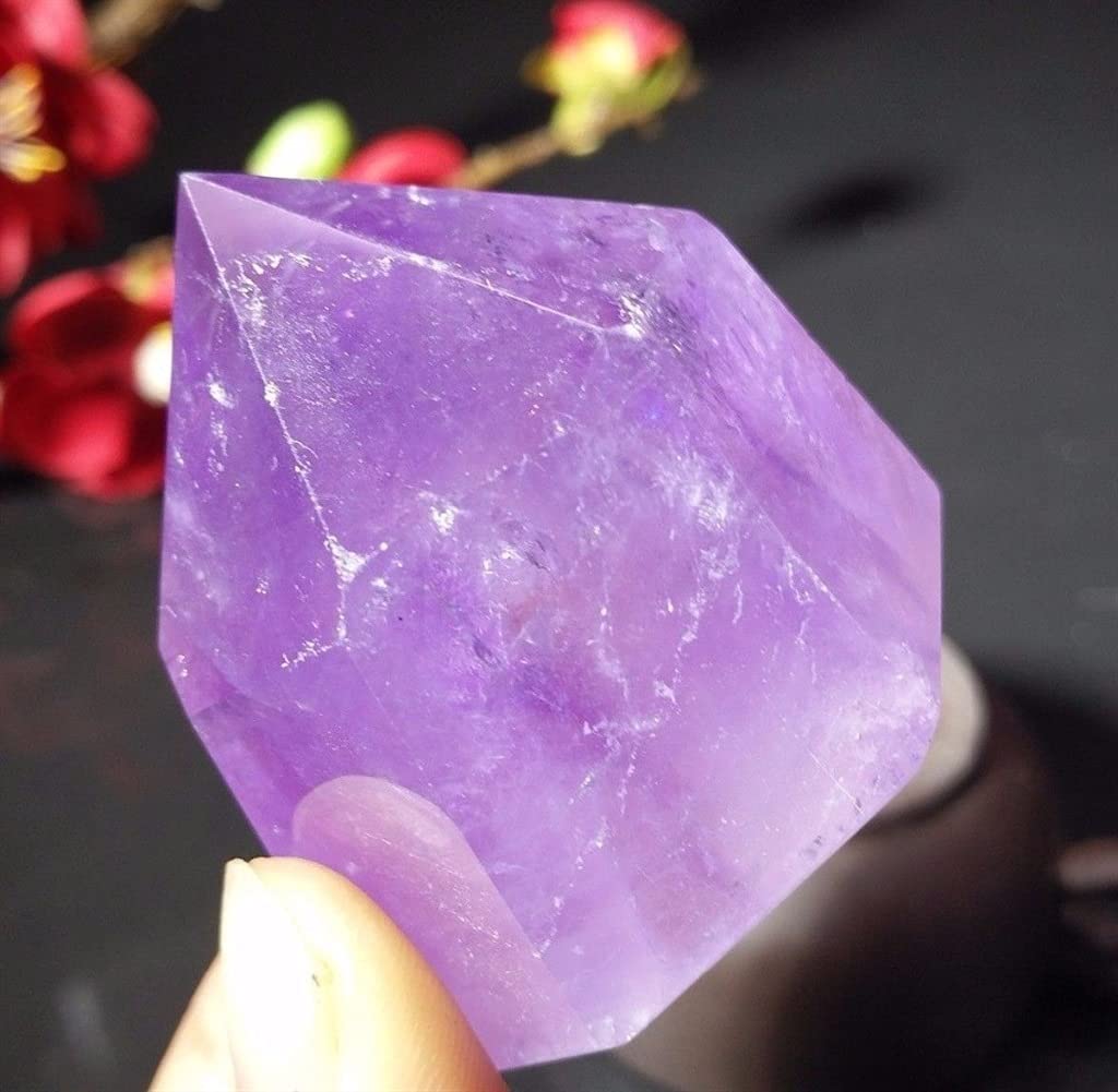 FACSER Natural Beautiful Amethyst Crystal Obelisk Wand Quartz Point Stones for Decoration Obelisk