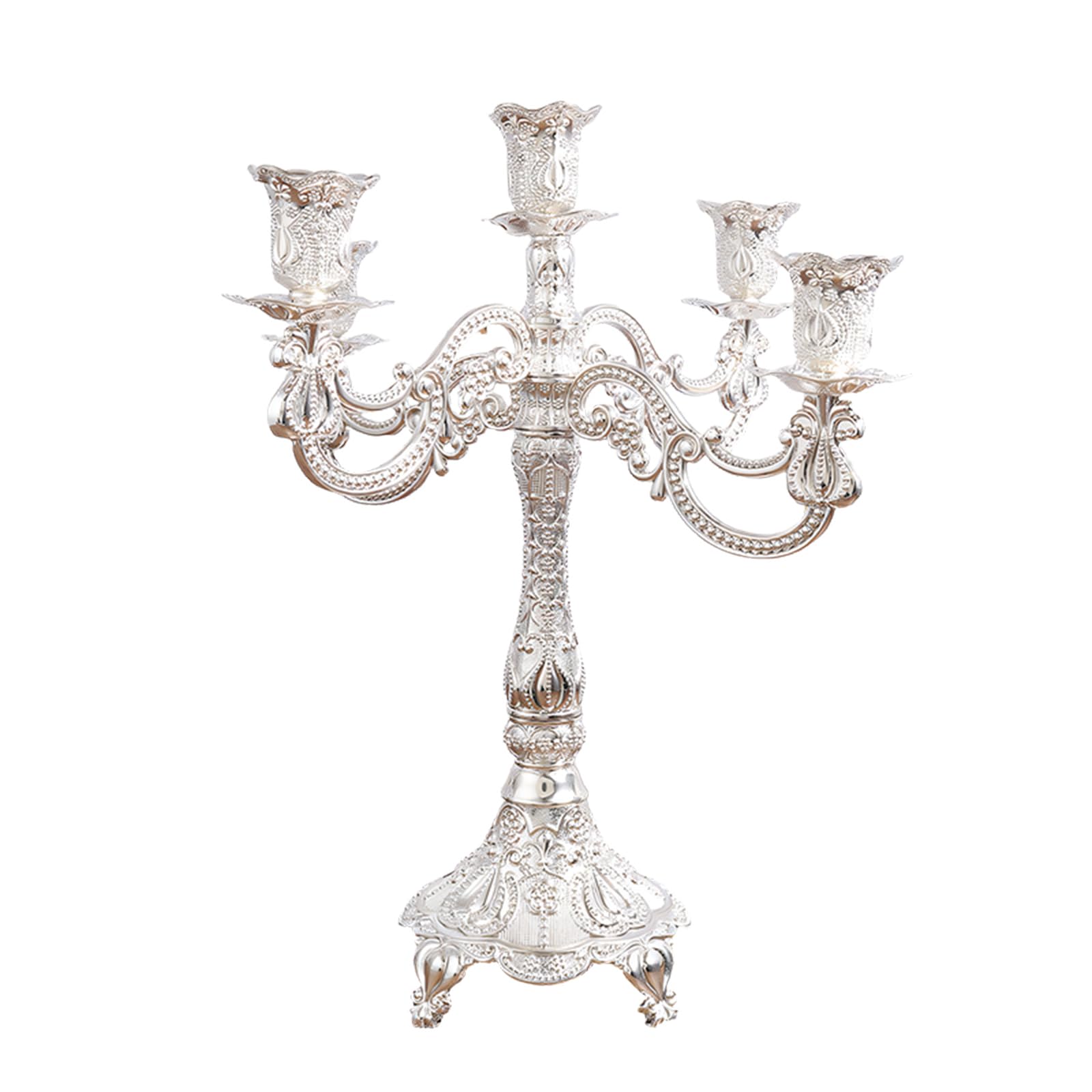 Zxfdsfdbnm Handcrafted Antique Metal Taper Candlestick Holders with Florals Pattern Luxurious Candelabra for Table Centerpieces Decors Elegant Antique Taper Holders