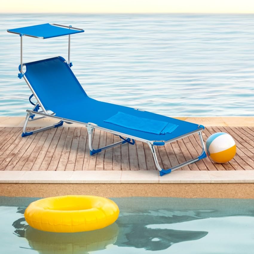 Produce Shop Lettino Spiaggia Mare Alluminio Pieghevole California - Blu