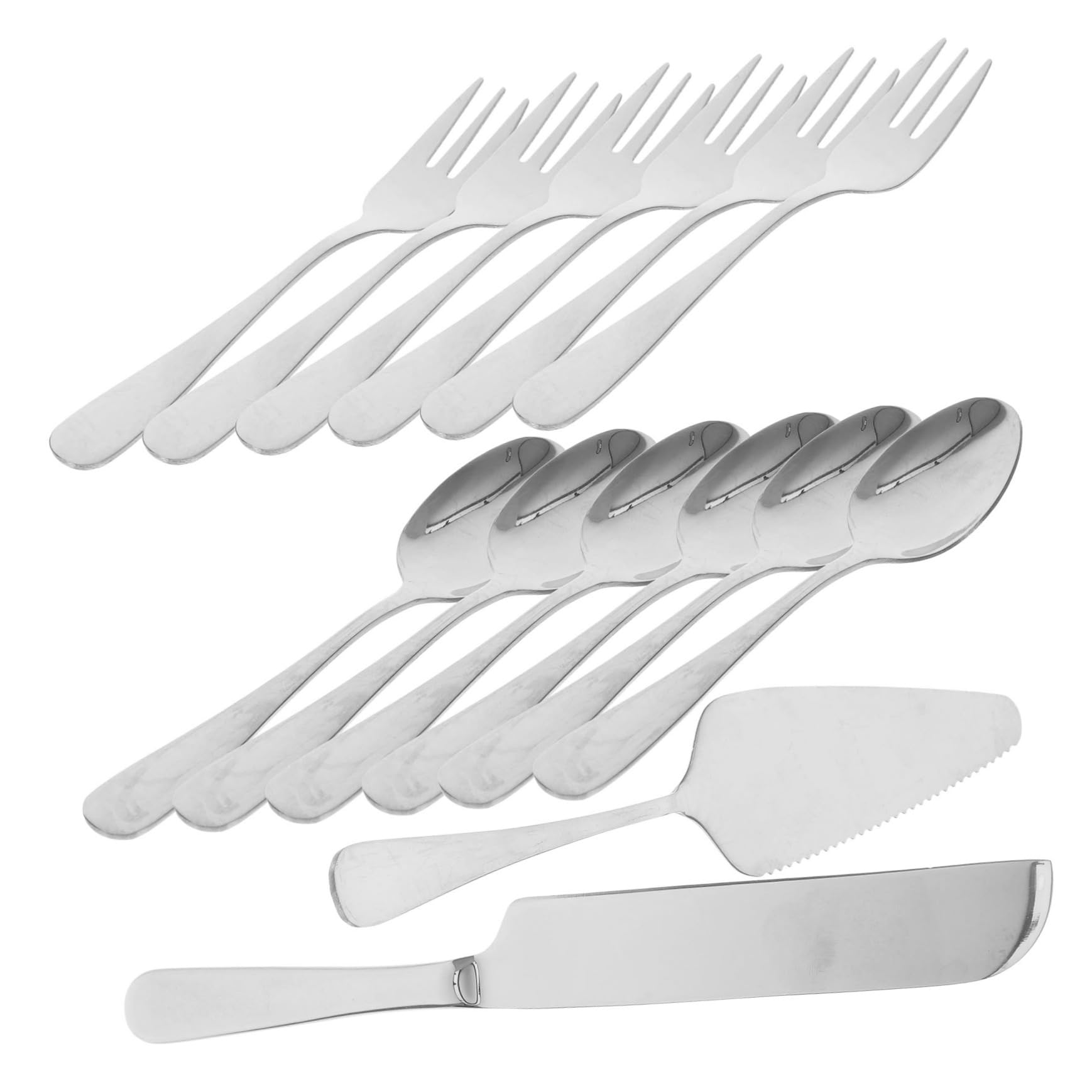 AUTSUPPL 1 Set Fork and Knife Combination Cake Cutter Dessert Forks Dessert Cutter Spatula Cupcake Scoop Wedding Cake Knife Dinner Spoon Tasting Forks Fruit Forks Kit Stainless Steel Silver