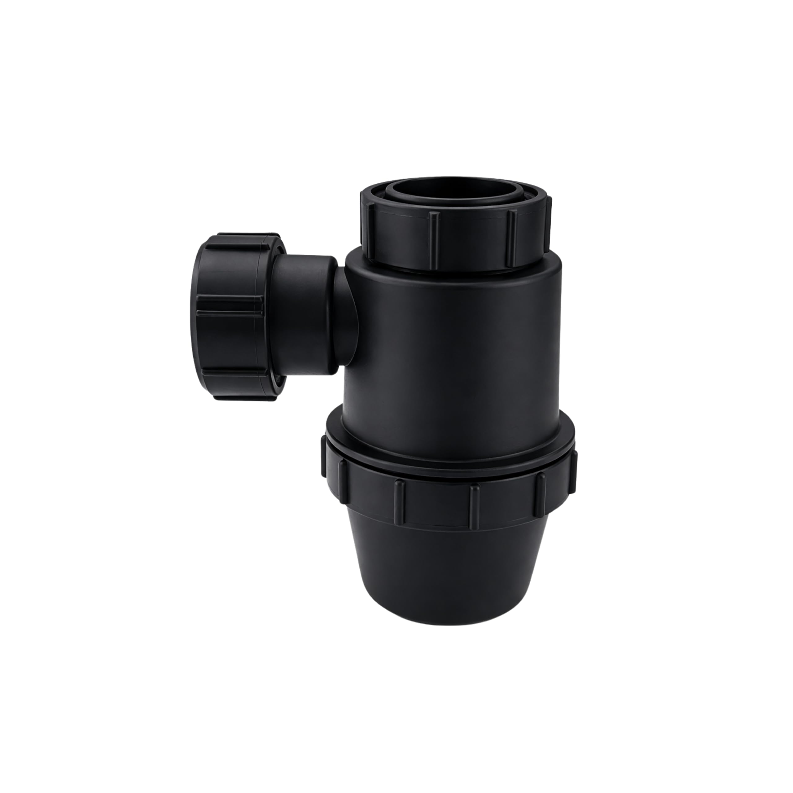 Noir Matt Black Bottle Trap 1 1/4, Round Decorative P-Trap, Adjustable Waste Traps Plumbing Drain Tube for Bathroom Sink Basin Vessel, Matt Black