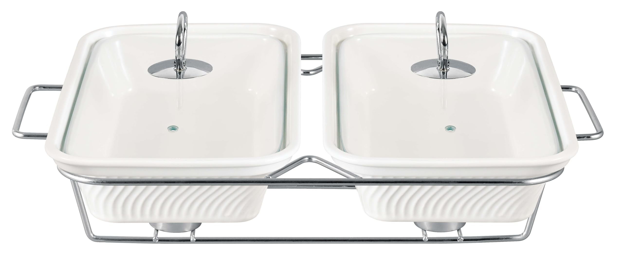 Orchid Twin 12” Rectangle Casserole With Candle Stand, Ceramic Buffet Casserole Dish, Ceramic Pot With Candle Holder, Catering Warmer Hot Pot, Soup Pot For Events Hotel Restaurant