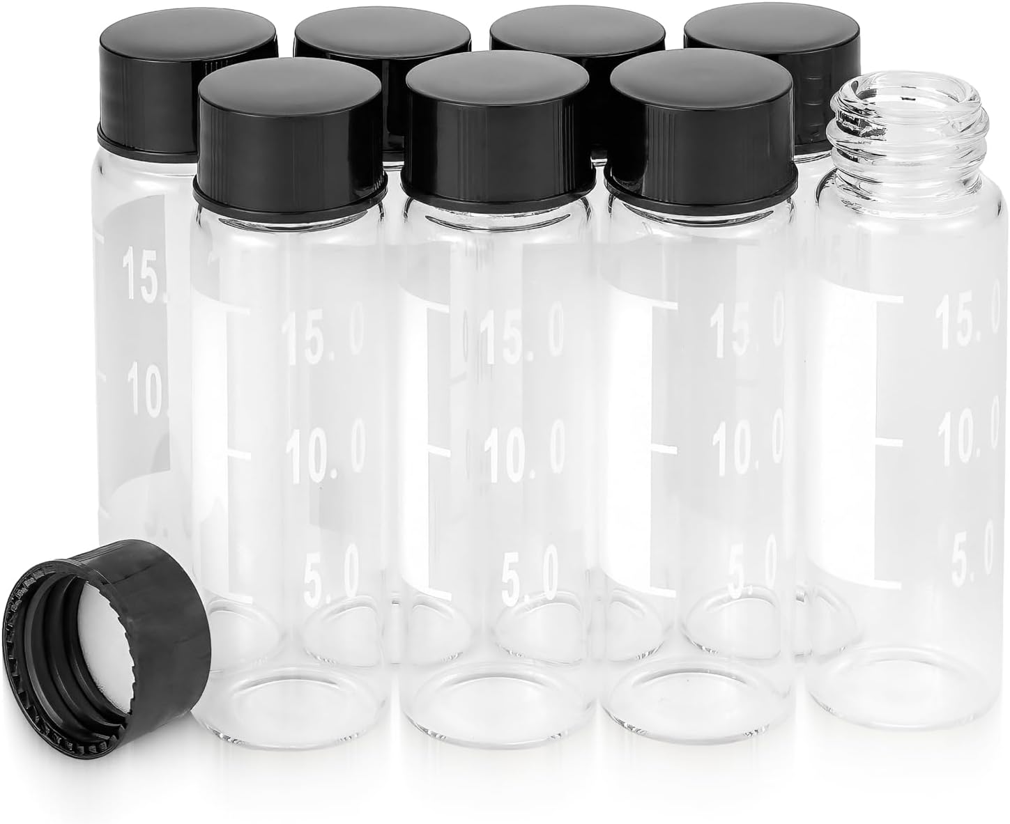 Kesell 15ml Clear Glass Bottle Small Liquid Sampling Sample Glass Bottles Vials with Write-on Spot and Graduations, Pack of 8
