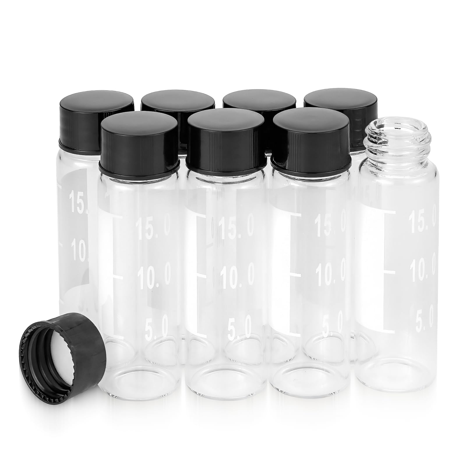 Kesell 15ml Clear Glass Bottle Small Liquid Sampling Sample Glass Bottles Vials with Write-on Spot and Graduations, Pack of 8