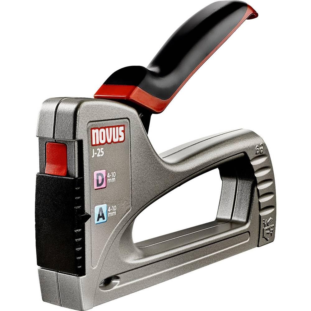Novus Graffatrice manuale J-25 - Spillatrice professionale piccola in metallo con sistema di caricamento dal basso, sblocco di sicurezza per graffe da 4-10 mm