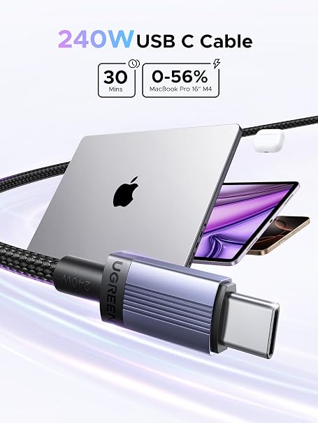 UGREEN 240W USB C to USB-C Charger Cable PD 3.1 Fast Charging, 0.5M